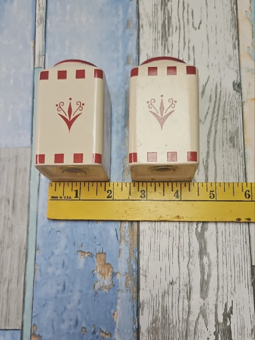 Temptations Cream and Red Decorative Salt and Pepper Shakers (Set of 2)